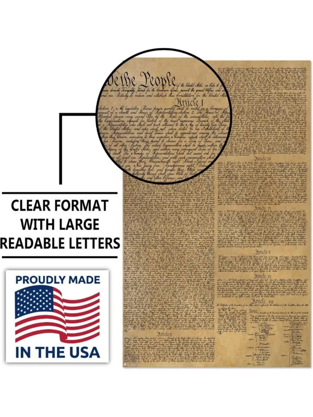 Extra Large Laminated Founding Documents 3-Pack: US Constitution, Declaration